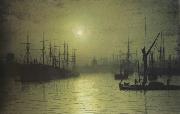 Atkinson Grimshaw rNightfall down the Thames (nn03) oil